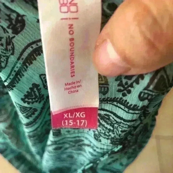 no boundaries teal black elephant sheet sleeveless tunic top labeled xl - Picture 5 of 7